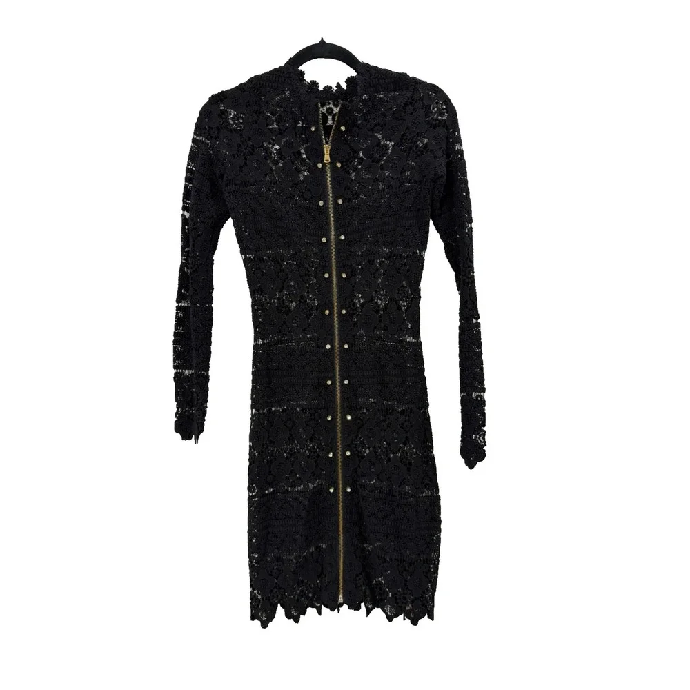 zara long sleeve crochet dress LONG KNIT DRESS